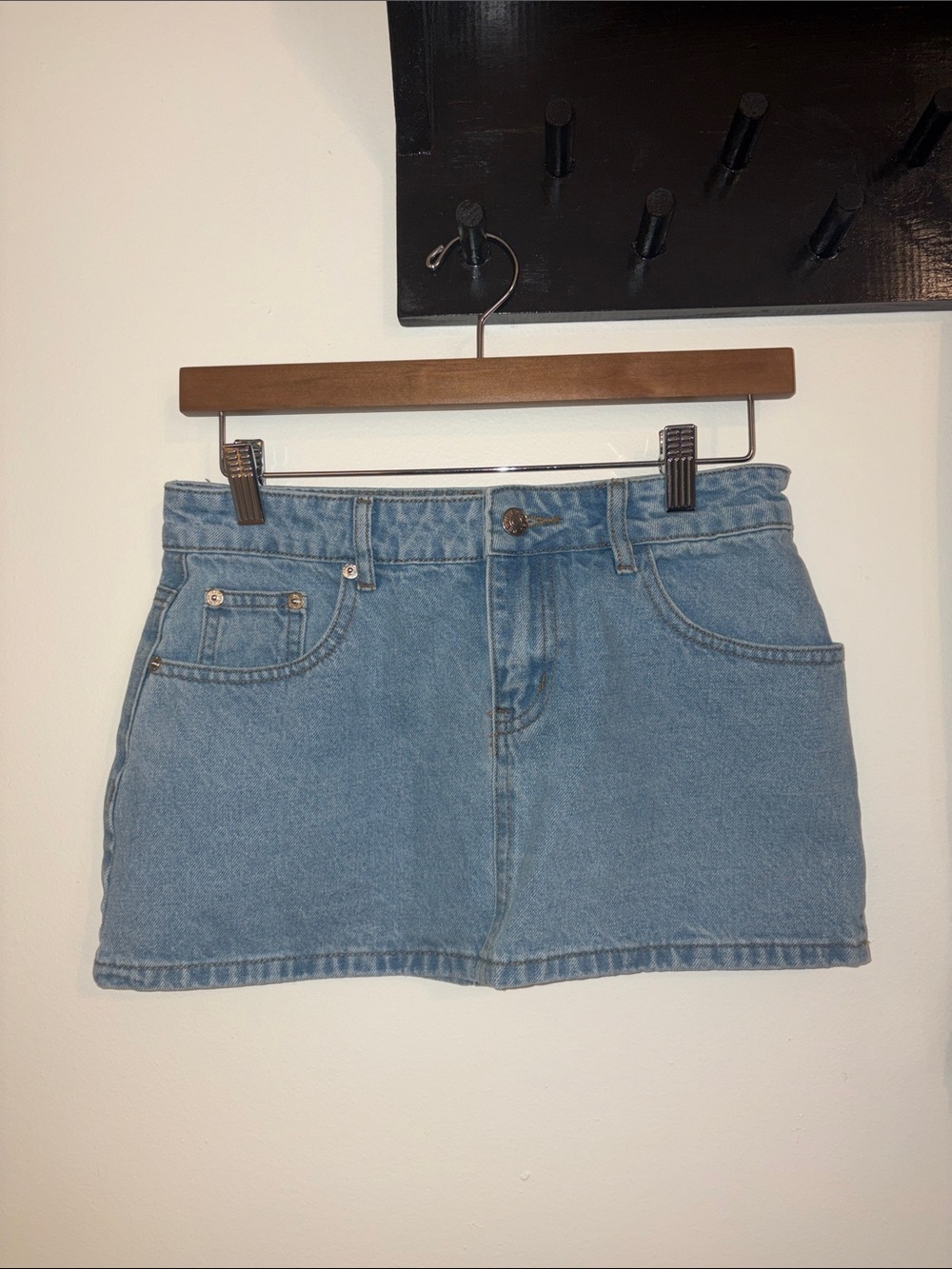 Edikted Light Blue Denim Mini Skirt